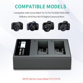 LP LP-E8 Battery Charger, LCD Display & Dual Slot Charger Compatible with Canon Rebel T2i T3i T4i T5i 600D 550D 650D 700D Kiss X4 X5 Kiss X6i X7i Digital Camera & More (Not for T2 T3 T4 T5)