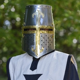 Armory Replicas™ - Knights Templar Brass Trimmed Crusader Practice Helmet Without Liner