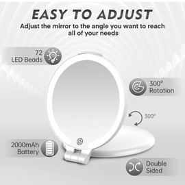 FUNTOUCH Lighted Makeup Mirror, Rechargeable 1X/10X Magnifying Mirror with Light for Travel Essential, Travel Makeup Mirror,Touch Switch Light up Mirror for Plucking Eyebrows (7in)