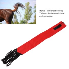 Horse Tail Bag, Hook and Loop Design Horse Tail Guard with Fringe for Keep Tail Clean and Protected (Red)