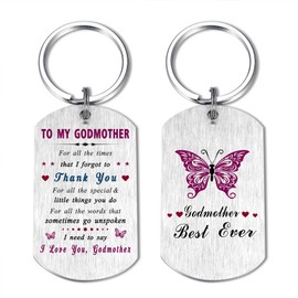 EE&YU Godmother Mothers Day Keyring - Love Godmother Birthday Easter Proposal Gifts, Thank You Godmom Present