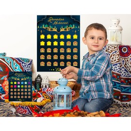 WhatSign Ramadan Calendar 2024 Eid Mubarak Ramadan Countdown Calendar Activities for Kids 30 Days Ramadan Advent Calendar Poster Ramadan Decorations for Home Kids Ramadan Gifts with 36 Star Stickers