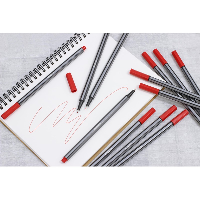 Liquidraw 12 Red Fineliner Pens Set Fine Point Pens 0.4mm
