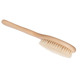 REDECKER Short Bath Brush with Natural Pig Bristles, 11-3/4 Inches Long - Short Wooden Bath Brush - Body Scrubber Brush Wood - Short Handle Shower Brush, Made in Germany - Short Handle Bath Brush