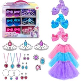 Enchanted Princess Dress-Up & Jewelry Boutique, Creative Role-Play Gift Set for Girls Ages 3-6, Magical Birthday Party Favors
