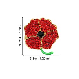 weijin 2 Metal Poppy Brooches, Red Crystal Diamond Lapel Pin, Let Us Not Forget The Veterans Day Memorial Day Brooch