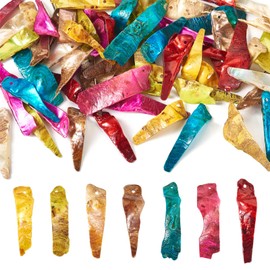 Spritewelry 70 Pieces Natural Akoya Shell Pendants, 7 Colors Mother of Pearl Pendants, Large Nuggets Charms for Crafts, DIY, Shells, Necklaces, Earrings, Jewellery Making, Shell