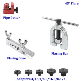 32.8Ft 3/16" Brake Line Kit & Brake Line Flaring Tool Kit, 3/16" Copper Coated Brake Line with 28Pcs Brake Line Fittings and 6 Threads Unions Flaring Tool Kit Double & Single Flares