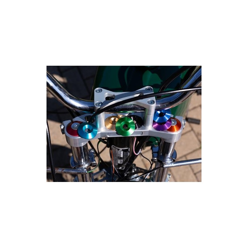 CNC Fork Caps / Countersunk Discs Aluminium Black for S51,