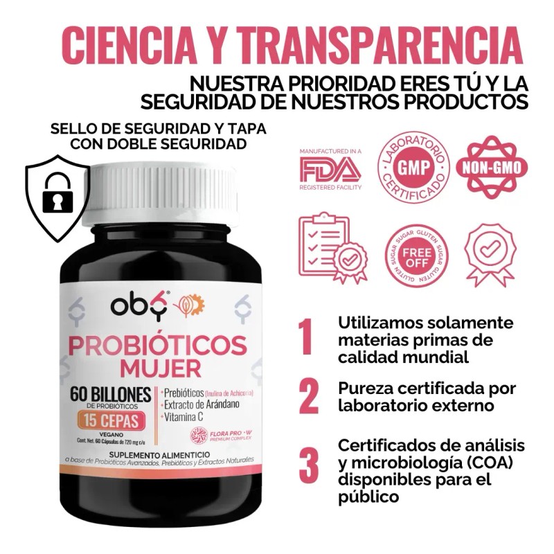 Probioticos Mujer Billion Cepas Prebióticos Arándano Inulina Achicoria Vaginales Intestinal