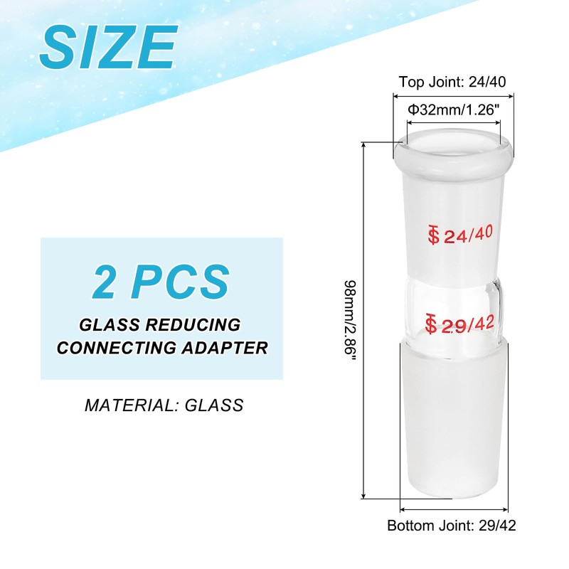 PATIKIL Glass Reducing Connecting Adapter, 2 Pcs from 24/40 Outer