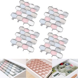 Kocuos Honeycomb Separator Adjustable Drawer Organizer Divider for Underwear Belt-Scarf Socks Organizer (Gray(4pcs))