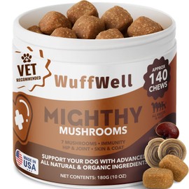 WuffWell Turkey Tail Mushroom for Dogs - 12:1 Mushroom Supplement for Dogs - Immune, Gut, Skin and Joint Support - Dog Mushroom Supplements for Lumps and Bumps - Daily Multivitamin