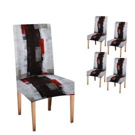 CAPSCEOLL Grey Chair Covers Chair Seat Covers Set of 4 Chair Seat Covers Removable Washable Parson Chair Covers for Dining Room Living Room Kitchen