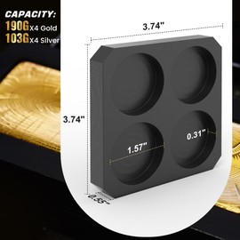 MMasters 4-Round Premium Graphite Ingot Mold for Metal Casting - High-Purity Material for Gold, Silver, Aluminum, Copper, and Brass - Heat Resistant up to 1800℃/3272℉