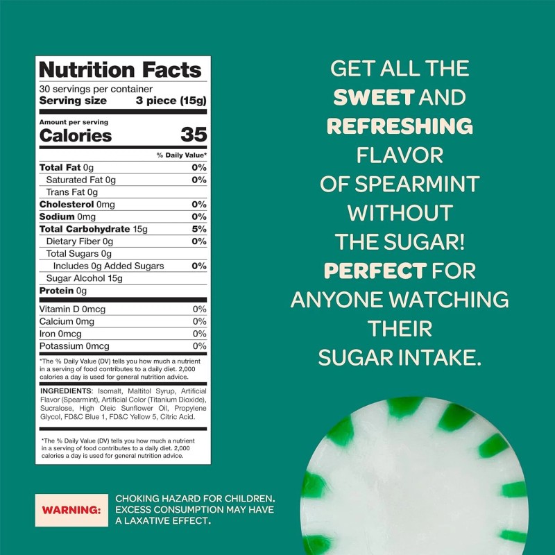FUNTASTY Sugar-Free Starlight SPEARMINT Hard Candy- 1 Pound Pack