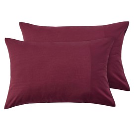 LINENOVA Luxury Cotton Blend Pillowcases (Set of 2) - Standard Size, Envelope Closure Soft and Breathable Pillowcases Set- 48x74cm-Burgundy