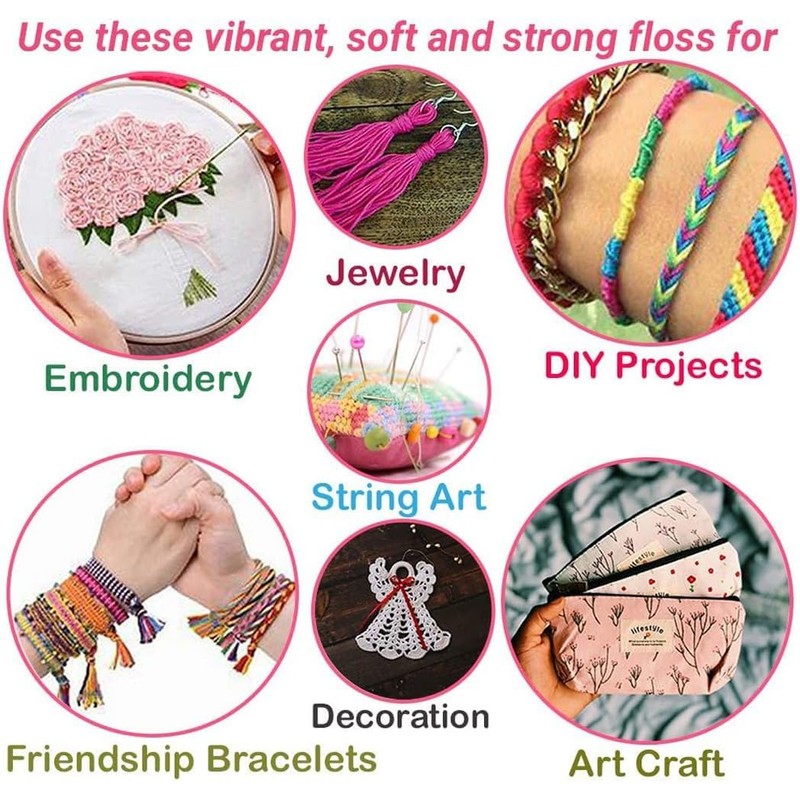 20 New Silk Hand Embroidery Thread Skein, 20 Colours, Large