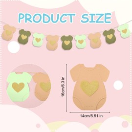 Baby Bodysuit Banner, Paper Garland for Baby Shower with 9 Piece Bodysuit Party Decoration Supplies for Gender Reveal Birthday (Green)