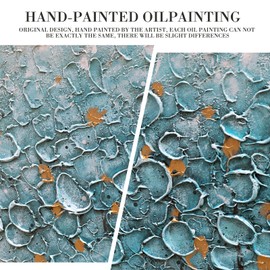 Teal Blue Tree of Life Canvas Wall Art, Hand Painted Modern Abstract Textured Painting, Large Framed Panoramic Landscape wall art for Living Room, Bedroom, Office, Home Decor 40"x20"