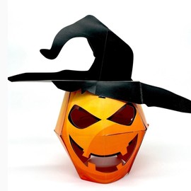 Fiesta Crafts Pumpkin 3D Mask Kit - Colourful & Easy to Assemble Head Costume - Complete Arts and Crafts Set to Improve Motor Skills, Creativity, & Imagination - Fits Kids & Adult Heads