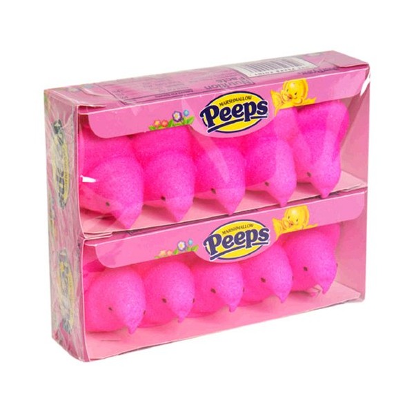 Peeps Pink Marshmallow Chicks, 2 Trays of 5 each, 3 oz