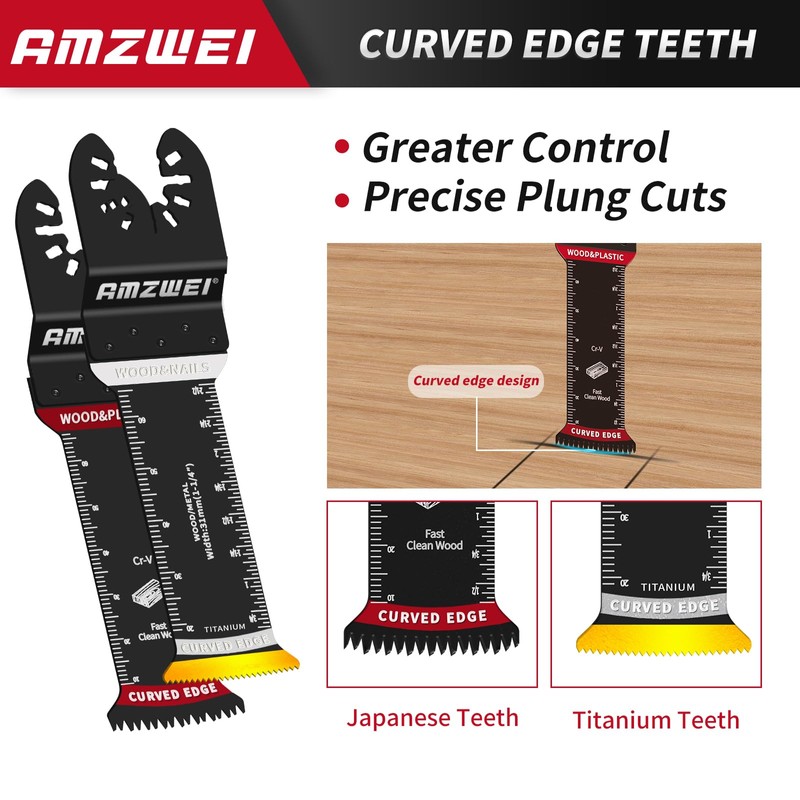 AMZWEI 20 Pcs Extra Long Titanium Oscillating Tool Blades &