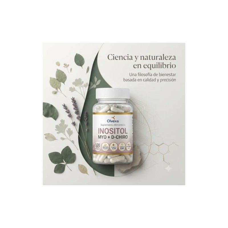 INOSITOL myo inositol y d-chiro 40:1, 500 mg, 100 Cápsulas,