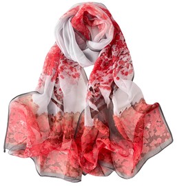 FAIRYGATE Schal Rot Damen mit Kirschblüte Damen-Schal lang, gemütlich, groß, weich, warm B7219