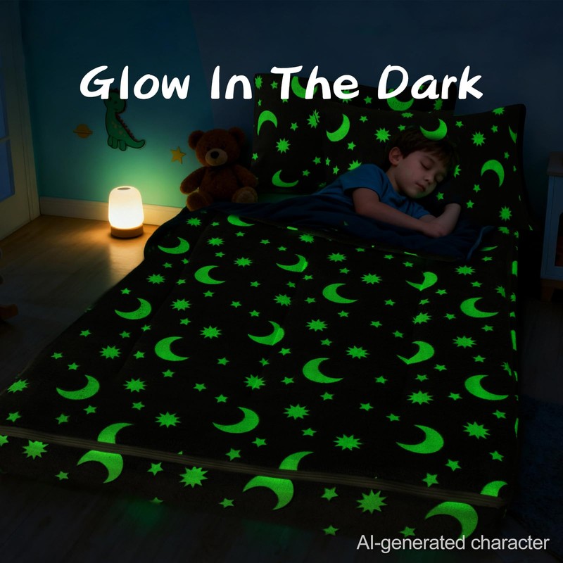A Nice Night Starry All-in-One Plush Zipper Bedding Set, Twin