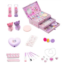 Kids Washable Makeup Girls Toys,Real Little Girl Make up Sets,Toddler Makeup Kit for Kid Children Princess Christmas Birthday Gifts Toys for 5 6 7 8 9 10 Year Old Girls
