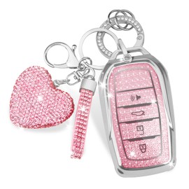 MILD EAST Key Fob Cover for Toyota Land Cruiser Venza RAV4 4Runner Corolla Grand Highlander Tundra Crown Tacoma Corolla Camry (Silver-pink)
