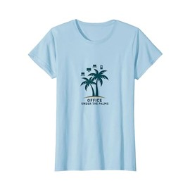 Office Under The Palms: Tropical Remote Work Logo T-Shirt, Women, Baby Blue