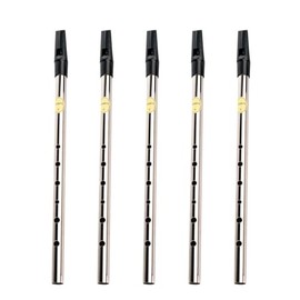 Feadóg Feadog Set of 5 Brass Traditional Irish Whistle in the Key of D and C Made in Ireland Musical Instrument Present (Grey Key C)