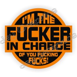Unbranded/Generic 3pcs Orange F**ker In Charge of You Hard Hat Stickers Motorcycle Helmet Decals