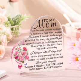 Tatuo Birthday Gifts for Mom from Son Heart Acrylic Keepsake and Paperweight Meaningful Ideal Gifts for Grandma Nana Grandmother Stepmother(Cute Style)