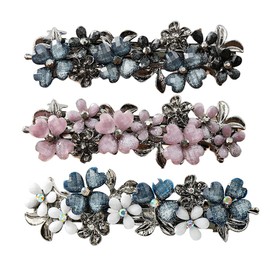 IUDWCG - 3 Pcs French Crystal Hair Clip Elegant Hair Clip Sparkly Fashion Delicate Flower Crystal Hair Clip Suitable for Female Girls