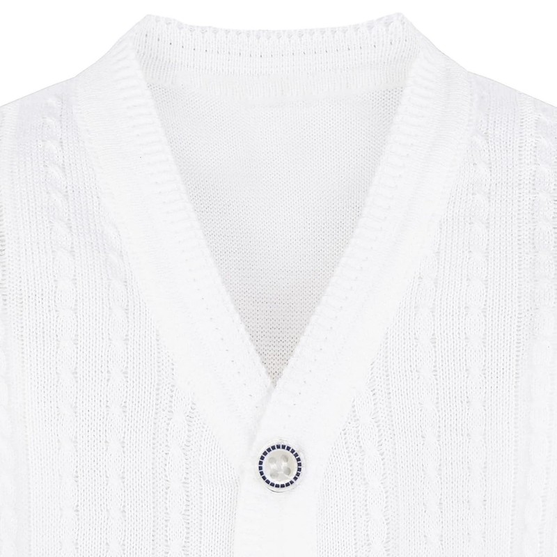 Lilax Baby Boy Cable-Knit Basic Knit Cardigan Sweater (12-18 Months,White)