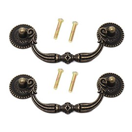 binifiMux 4-Pack 3.75 Inch Antique Vintage Drawer Pulls Handles,Also for Cupboard Cabinet Gate 2 Holes, Texture on Handles