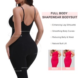 SHAPERX Women's Full Body Tummy Control Shapewear High Waisted Seamless Compression Leggings Stretchy Shaper Bodysuit,SZ5809-Black-L/XL