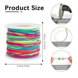 Hroanc Bracelet String 1mm Elastic String for Bracelets String for Bracelet Making Stretchy Bracelet String Rainbow Elastic Nylon String Bead String for Crafts Bracelet Making Kit String (164 Feet)