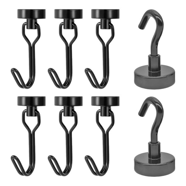 XMNIVATE 6 Pieces Rotating Magnetic Hooks, 2 Pieces Magnetic Hooks,