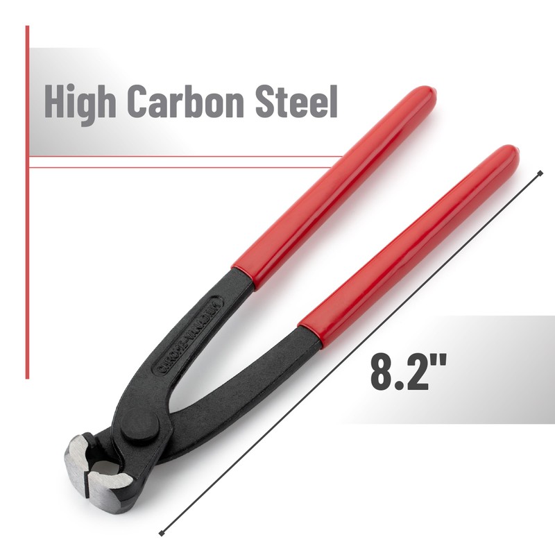 Bates Nail Puller - Red, 8-Inch, End Cutting Pliers, Carpenter