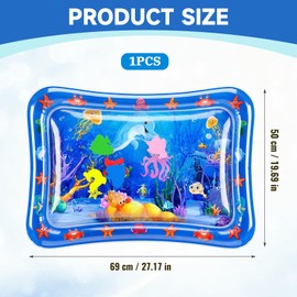 Water Mat Tummy Time Water Play Mat, Dolphin Inflatable Sensory Activity Mats, Square Design for Developmental Play, Soft Textured Surface for Tactile Stimulation