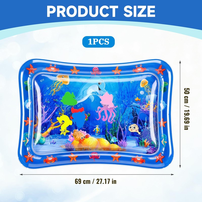 Water Mat Tummy Time Water Play Mat, Dolphin Inflatable Sensory