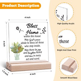 New Home Acrylic Plaque House Warming Gifts for New Homeowners First Home Gift for Couple Women First Apartment Keepsake Moving in Clear Desk Decorative Acrylic Plaque with Wooden Stand Desk Decor
