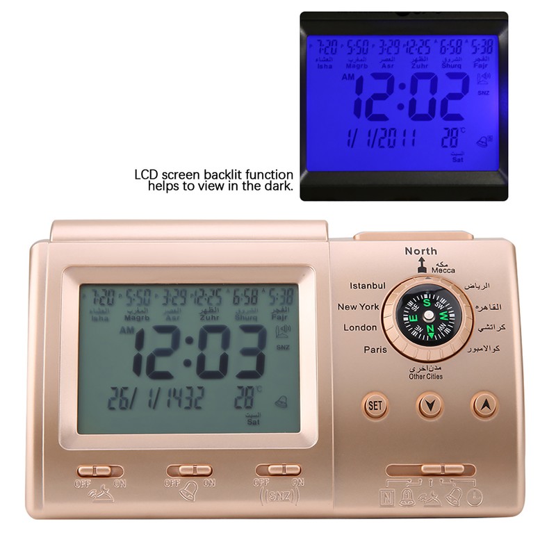 New Digital Islamic Clock Alarm Prayer Alarm LCD Azan Clock