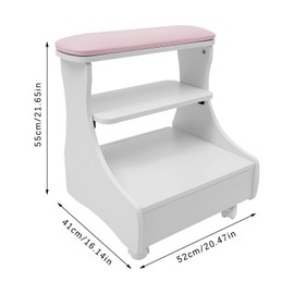 Portable Pedicure Foot Bath Stool with Drawers+4 Wheels, Moveable Foot Bath Stool, Spa Manicure Salon Funiture for Beauty Salons, Medical Clinics, Hair Salons (Pink, Load 44.09 lbs)