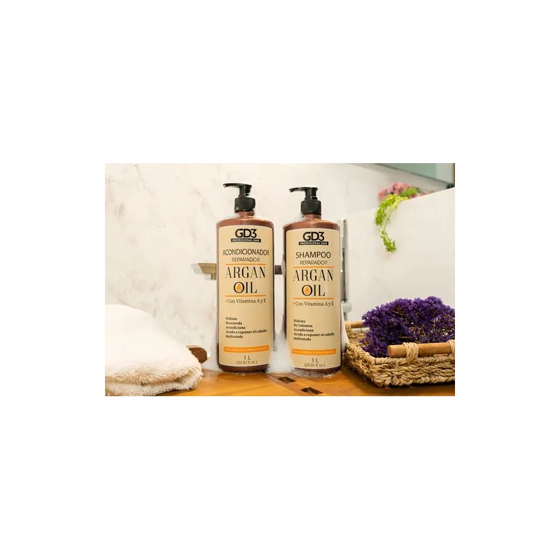 Kit Shampoo Acondicionador Para Cabello Aceite Argan Gd3 1lt