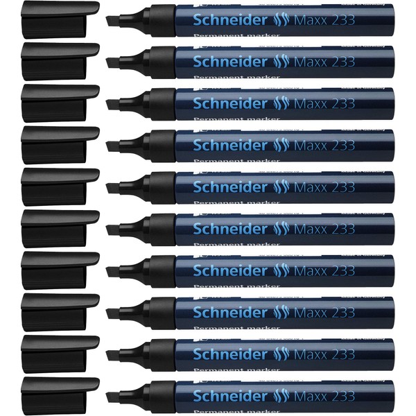 Schneider Maxx 233 Permanent-Marker mit Keilspitze (nachfüllbar, Cap-Off-Ink, Aluminiumschaft, 1
